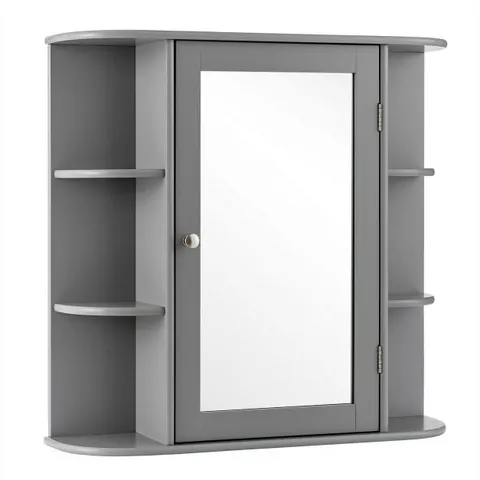 BOXED COSTWAY 3-TIER MIRRORED WALL MOUNTED BATHROOM CABINET - GREY