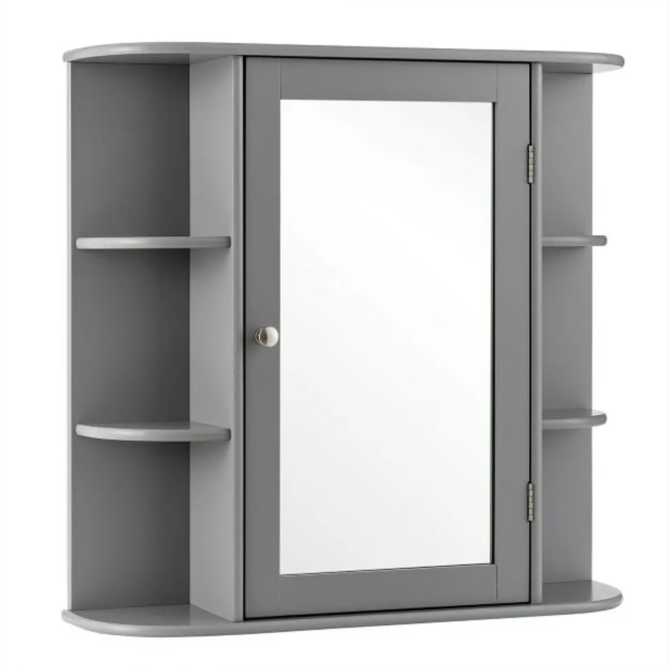 BOXED COSTWAY 3-TIER MIRRORED WALL MOUNTED BATHROOM CABINET - GREY