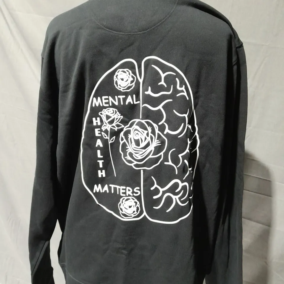 MDUK CLOTHING MENTAL HEALTH MATTERS SWEATER IN BLACK SIZE MEDIUM 