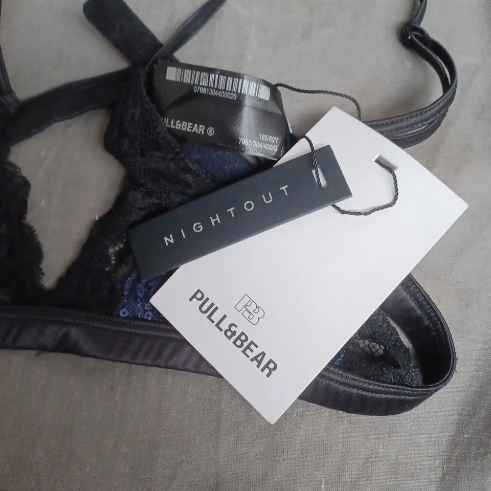 PULL&BEAR NIGHTOUT LACE & SEQUIN BRA – BLACK/BLUE, WITH TAGS SIZE SMALL