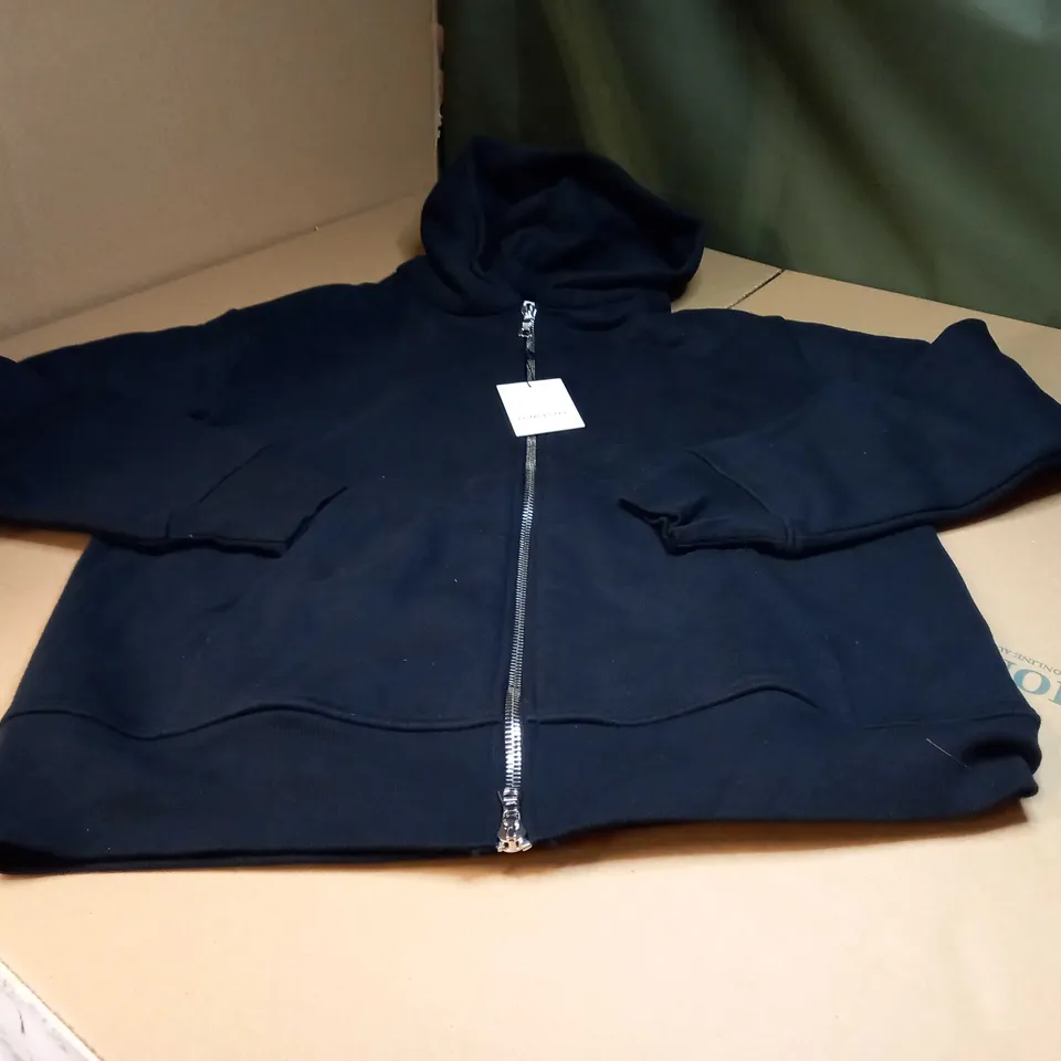 LONGEVITY LONDON BLACK ZIP THROUGH HOODIE - SMALL