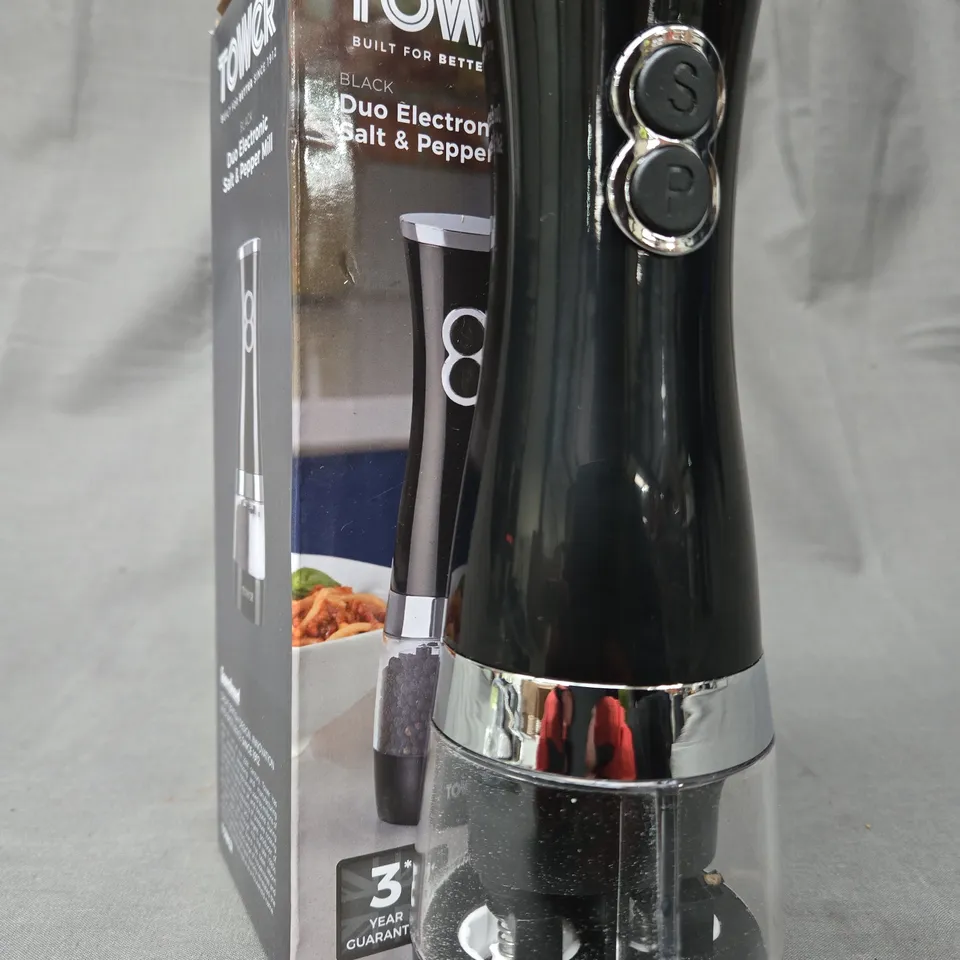 BOXED TOWER DUO ELECTRONIC SALT & PEPPER MILL