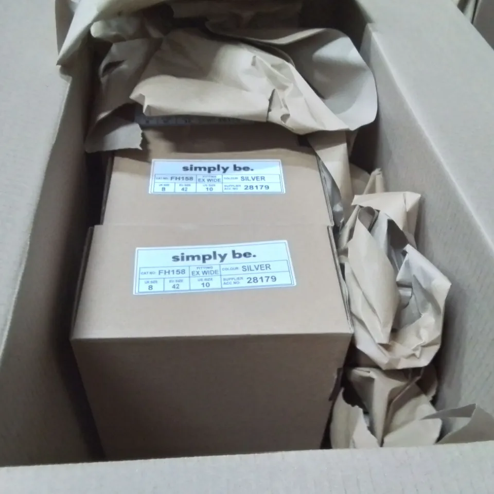 BOXED BRAND NEW APPROXIMATELY 5 SIMPLY BE DALLAS WIDE SHOES SIZE 8 SILVER