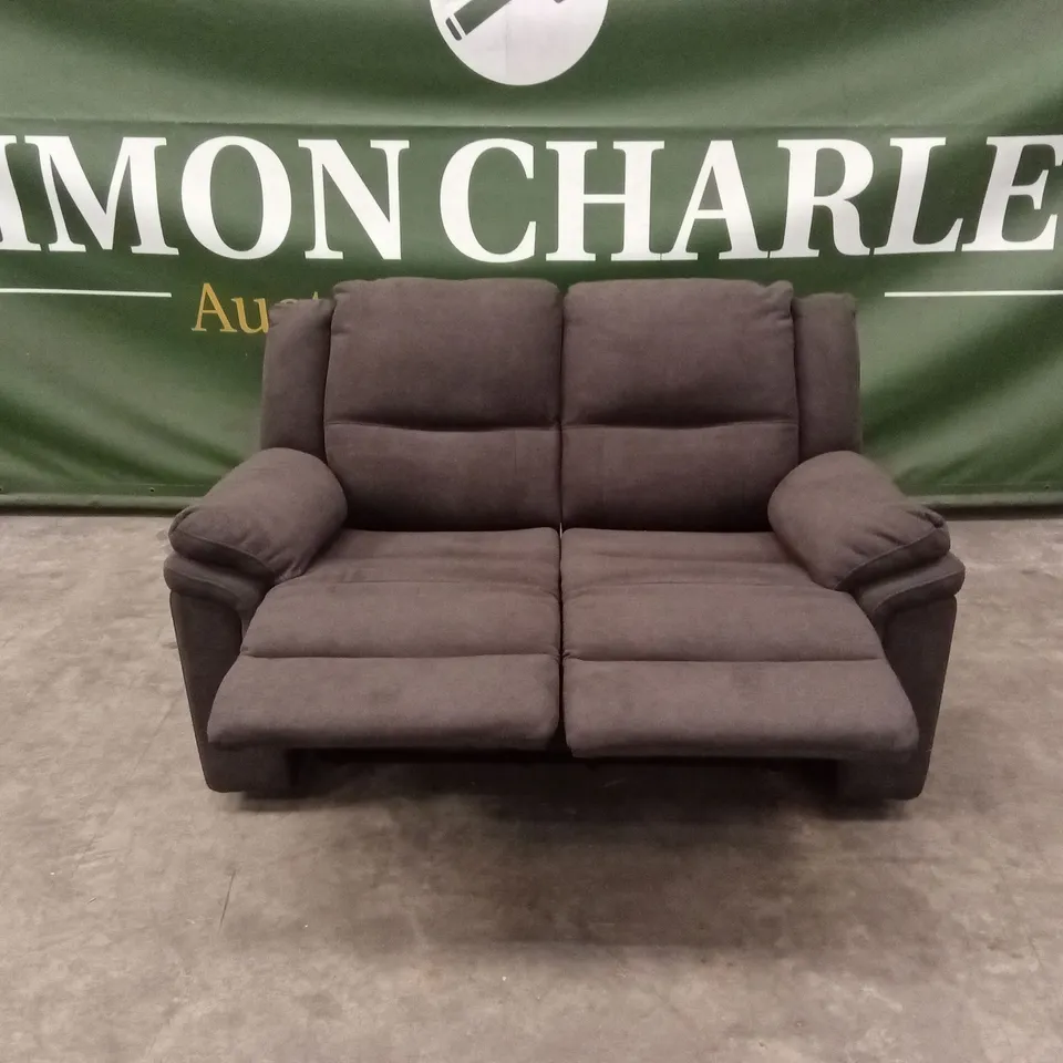 ALBION CHENILLE 2 SEATER HIGH BACK MANUAL RECLINER SOFA - CHARCOAL RRP £579