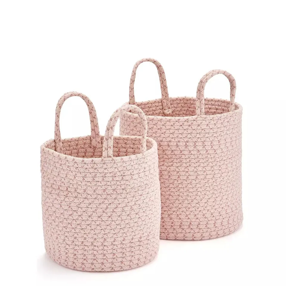 2 COTTON ROPE STORAGE BASKETS