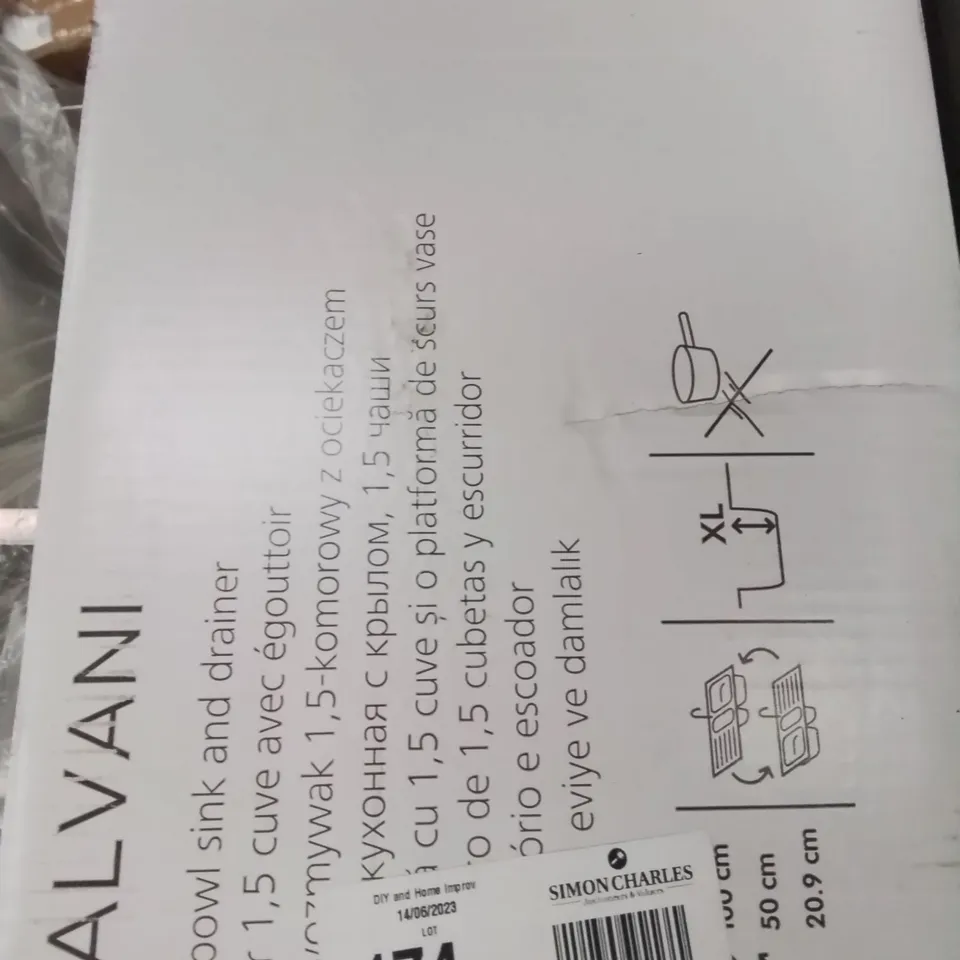 BOXED GALVANI 1.5 BOWL SINK & DRAINER METALLIC BLACK COMPOSITE