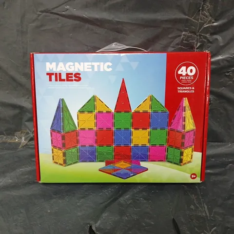 BOXED MAGNETIC TILES 40 PIECE SQUARES & TRIANGLES 