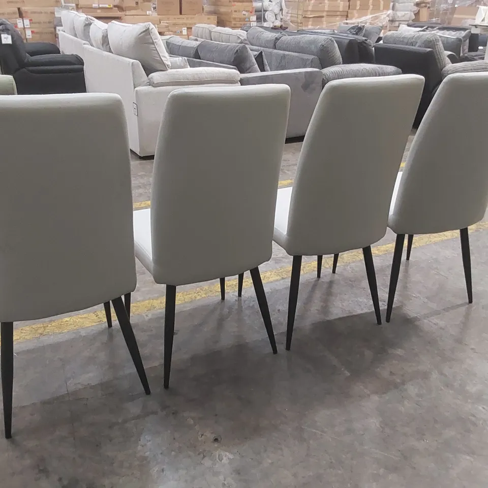 SET OF 4 QUALITY DESIGNER FAUX LEATHER LIGHT GREY DINING CHAIRS 