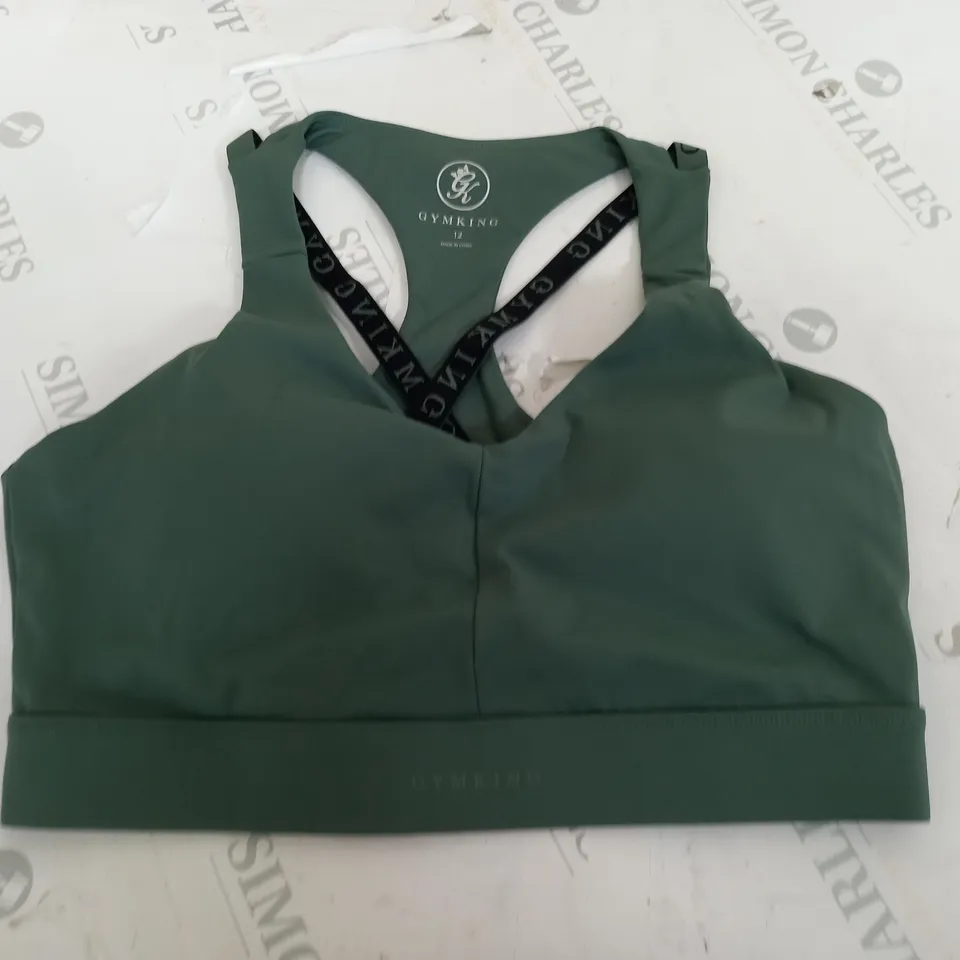 GYMKING INCLINE BRA IN WILLOW GREEN - UK 12