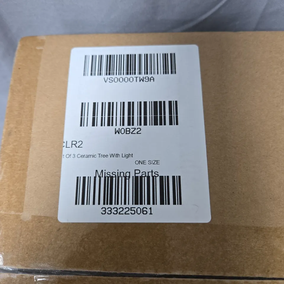 SET OF 3 CERAMIC TREES WITH LIGHTS – WHITE (MISSING PARTS) – BOXED