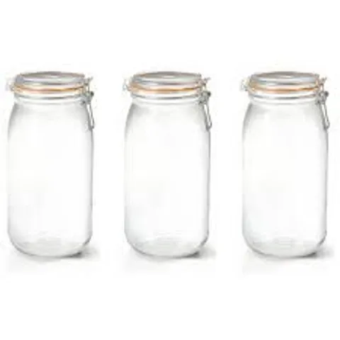 BOXED NEO 1500ML SCANDI GLASS STORAGE JAR 3 PACK