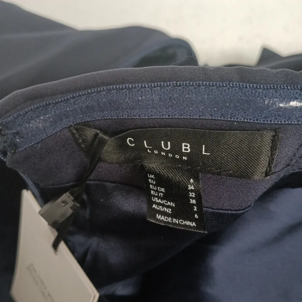 CLUB L LONDON NAVY BANDEAU SKATER MIDI DRESS – UK 6