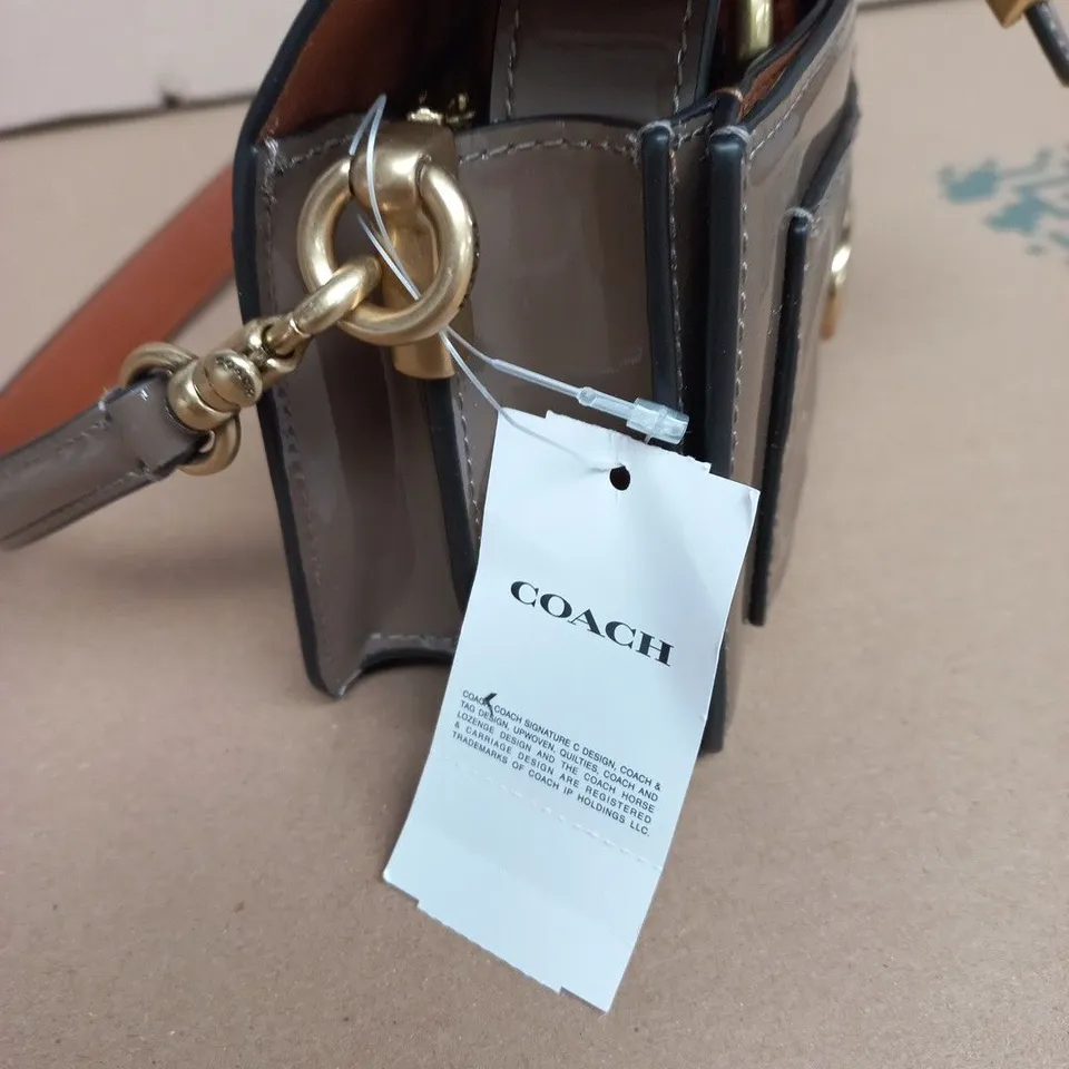 COACH LEATHER SHOULDER BAG WITH SIGNATURE PATTERN