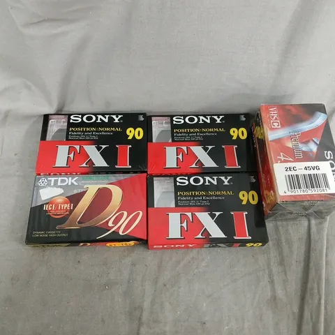 5 ASSORTED ITEMS TO INCLUDE SONY CASSETTES, TDK D90 CASSETTE, SONY VHSC PAL SECAM
