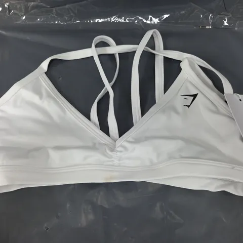 GYMSHARK MINIMAL SPORTS BRA IN WHITE - SMALL