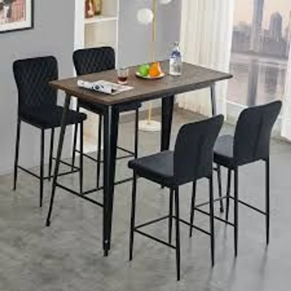 BOXED SET OF 4, BELONY VELVET MODERN UPHOLSTERED ARMLESS BAR STOOLS - BLACK (1 BOX)