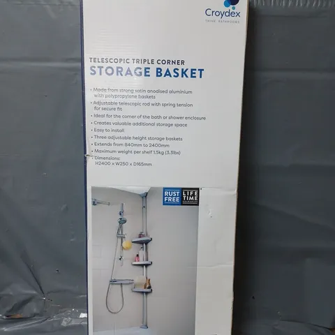 CROYDEX TELESCOPIC TRIPLE CORNER STORAGE BASKET