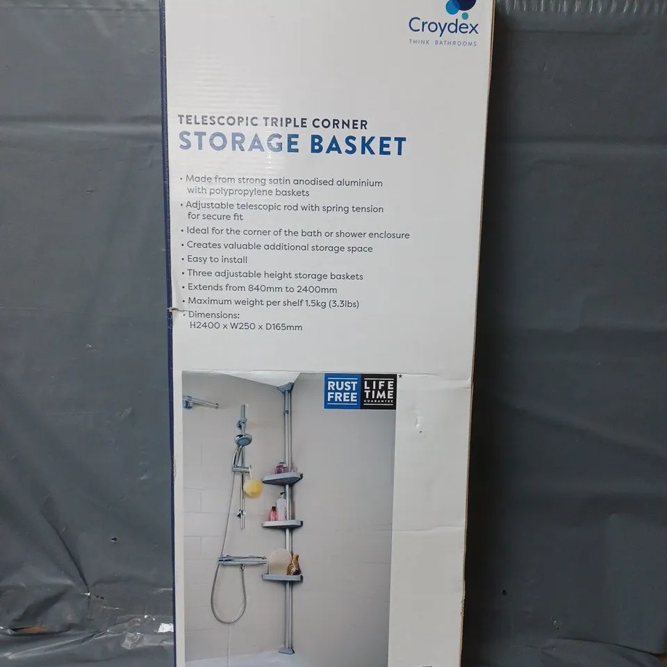 CROYDEX TELESCOPIC TRIPLE CORNER STORAGE BASKET
