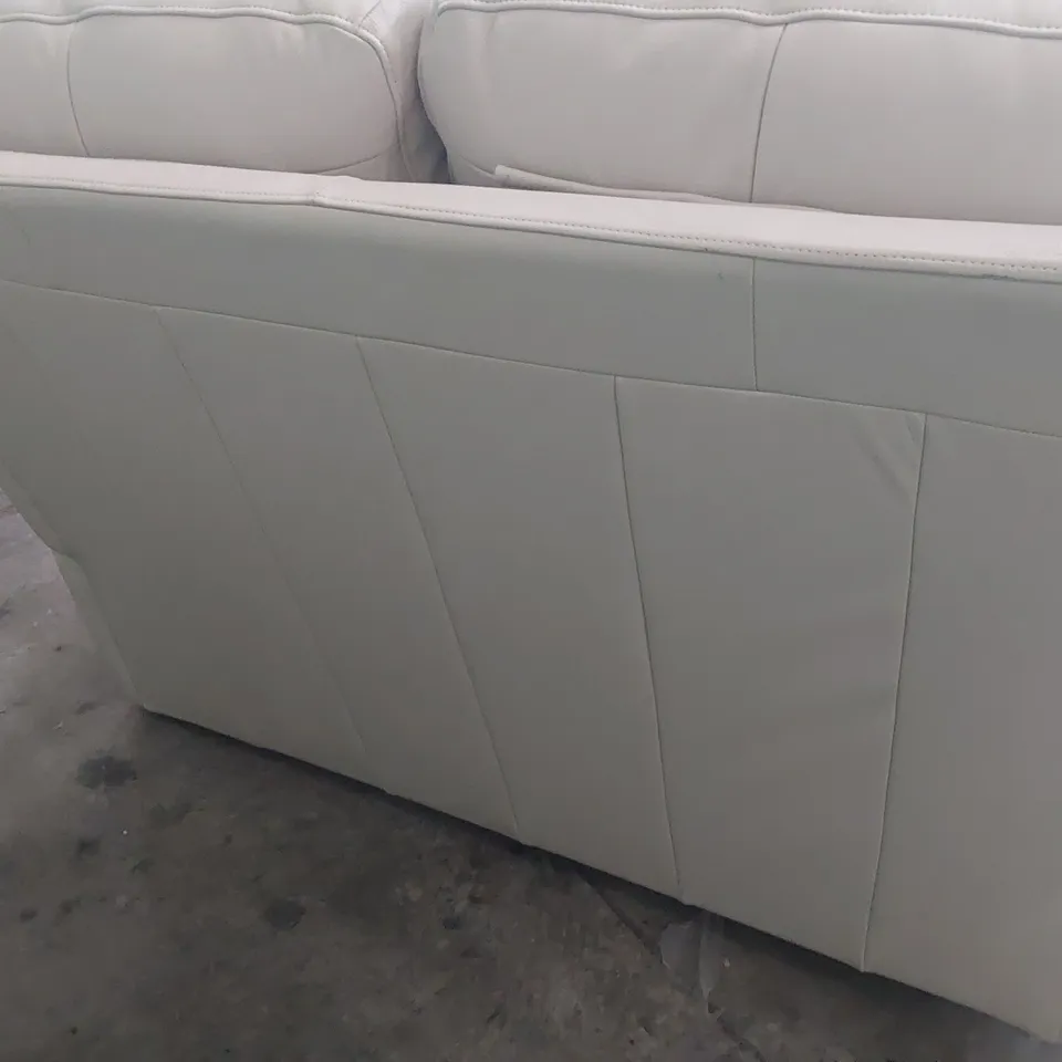 QUALITY BRITISH DESIGNER G PLAN KINGSBURY TWO SEATER SOFA CAPRI CHALK LEATHER