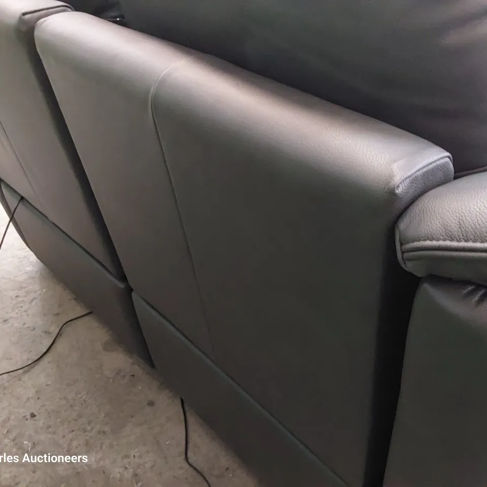 QUALITY BRITISH DESIGNER G PLAN JACKSON POWER RECLINING TWO SEATER SOFA CAMBRIDGE PETROL BLUE LEATHER 