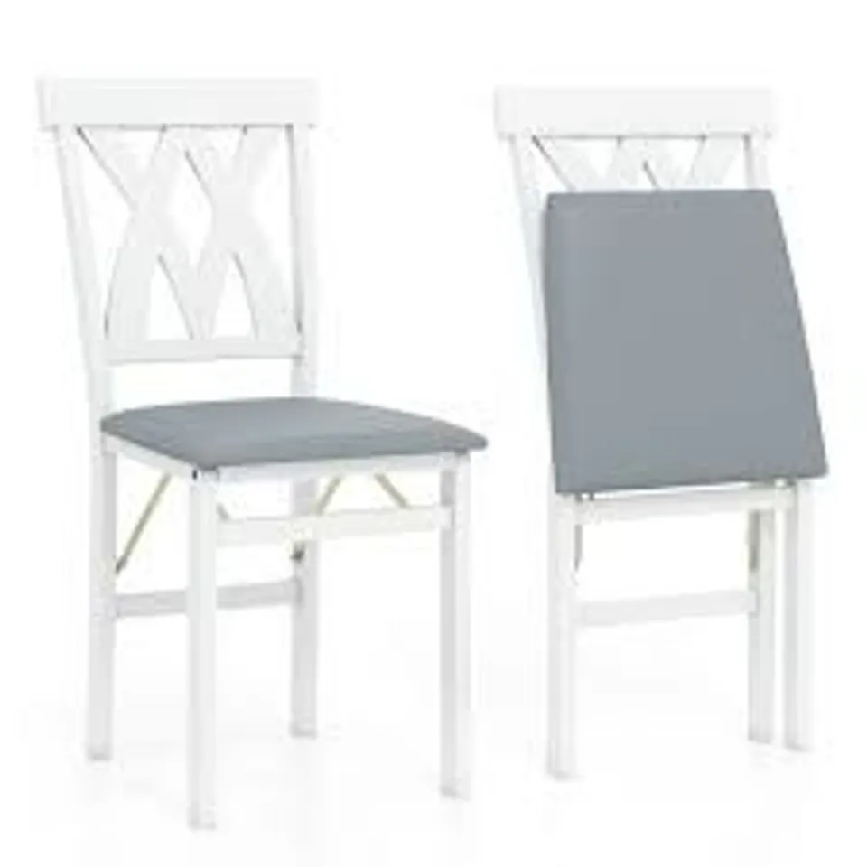 BOXED COSTWAY COSTWAY SET OF 2 FOLDING DINING CHAIRS WITH CUSHIONED SEAT