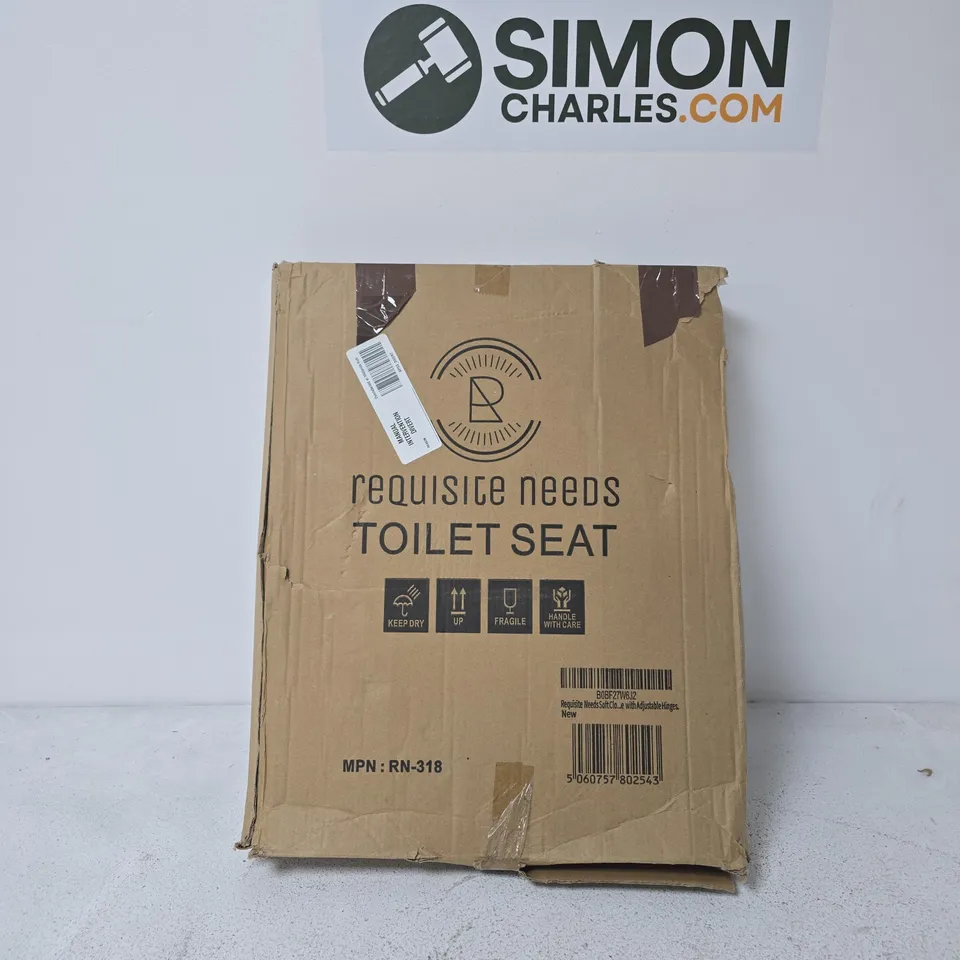 REQUISITE NEEDS WHITE TOILET SEAT – RN-318, BOXED (DAMAGED PACKAGING)