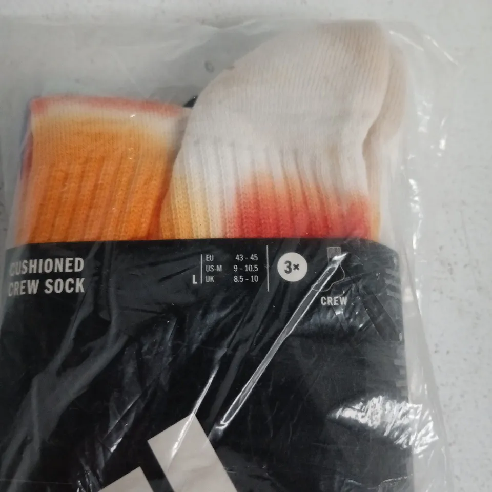 ADIDAS CUSHIONED CREW SOCKS 3-PACK, ORANGE/WHITE GRADIENT, UK 8.5-10