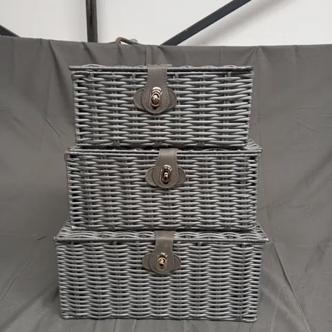 MARCO PAUL SET OF 3 WOVEN STORAGE HAMPER BASKETS