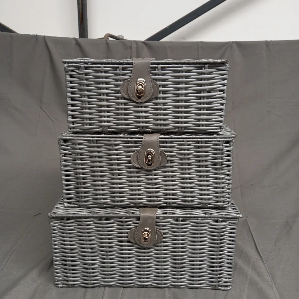 MARCO PAUL SET OF 3 WOVEN STORAGE HAMPER BASKETS