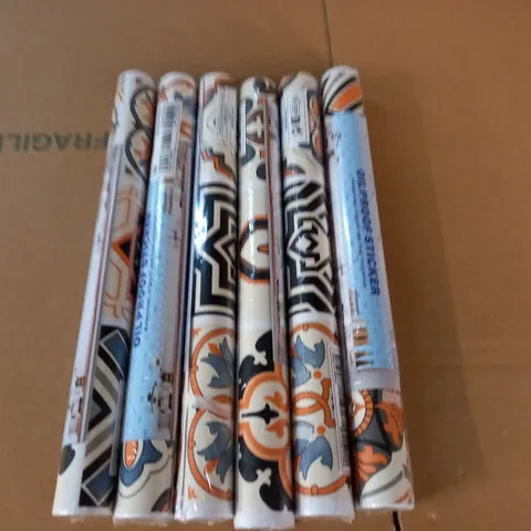 LOT OF 6 OIL PROOF PATTERENED STICKERS