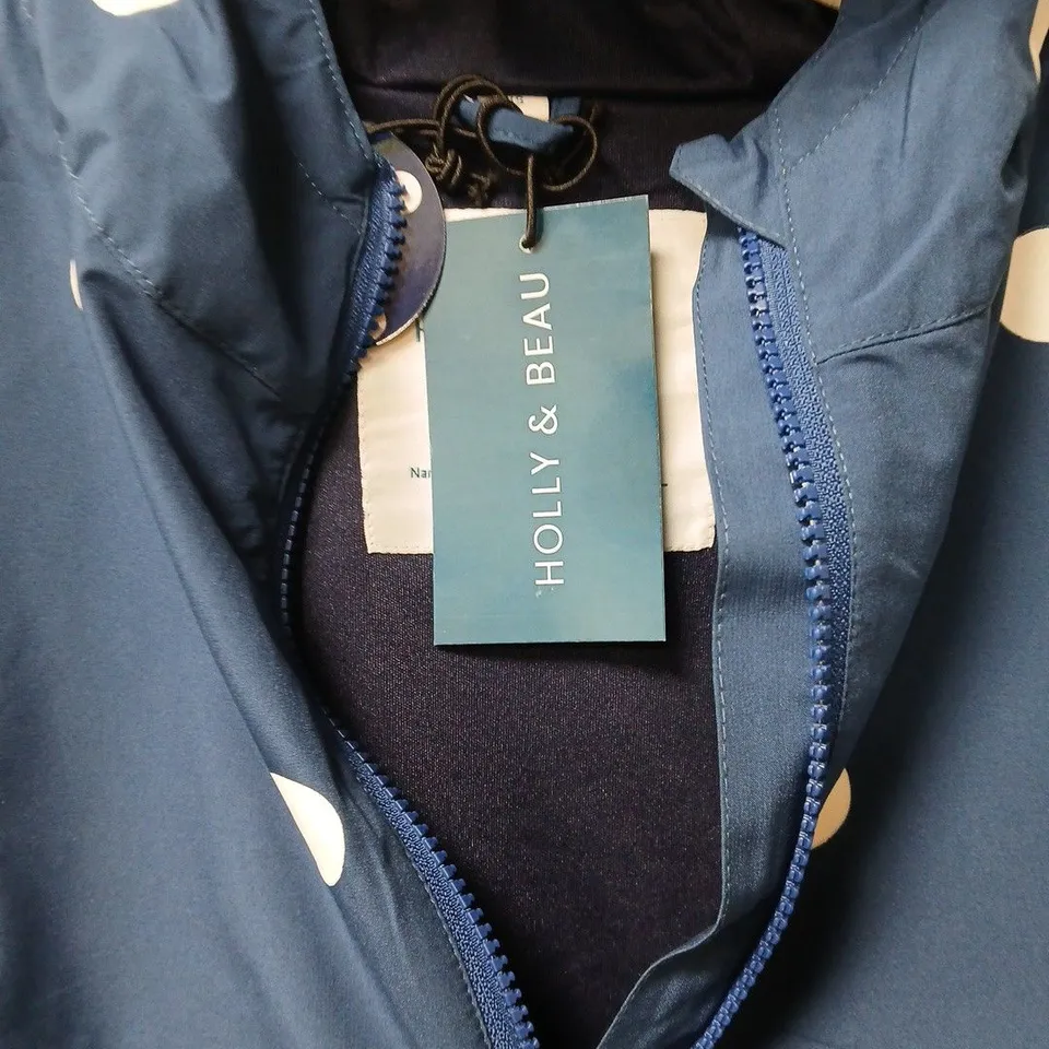 HOLLY & BEAU SPOT COLOUR CHANGING RAINCOAT IN NAVY - XS