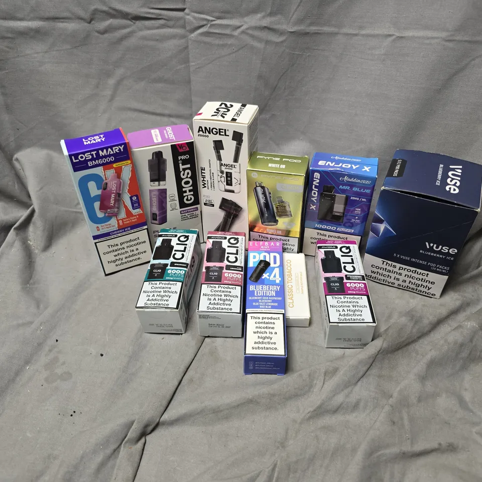 APPROXIMATELY 20 ASSORTED E-CIGARETTE PRODUCTS TO INCLUDE BRANDS SUCH AS ANGEL, GHOST, CLIQ, ETC - COLLECTION ONLY