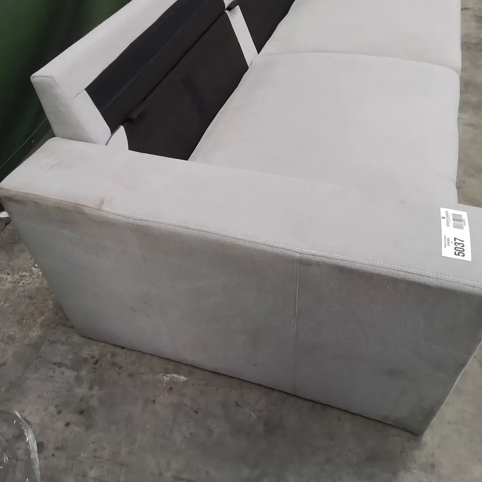 DESIGNER  THREE SEATER SOFA LIGHT GREY FABRIC