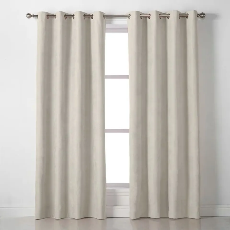 BAGGED NICKSON ROOM DARKENING EYELET CURTAINS - CREAM // SIZE: 142 X 183CM 