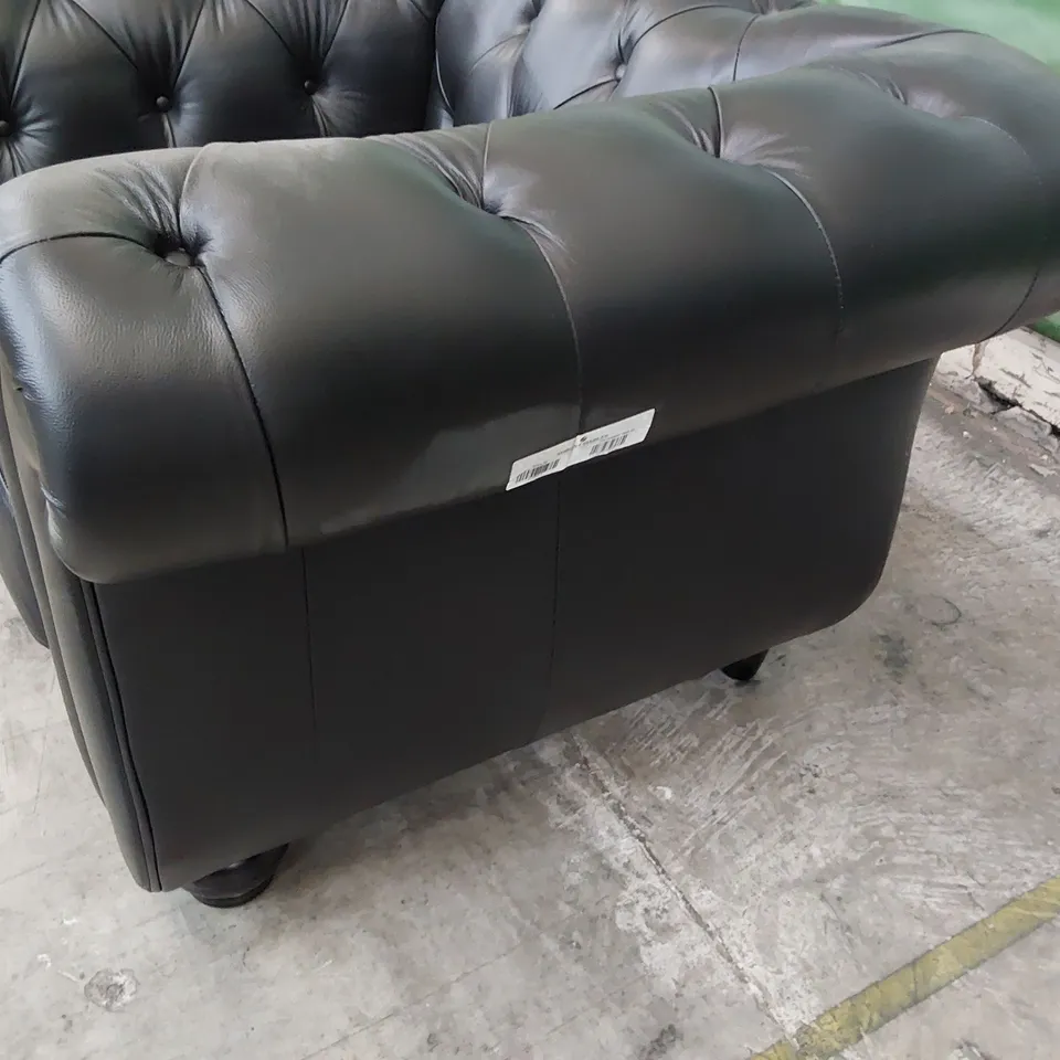 DESIGNER CHESTERFIELD EASY CHAIR BLACK LEATHER 