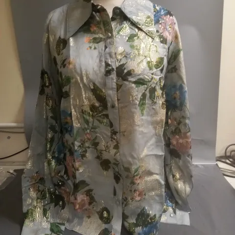 MONSOON LUREX BLOUSE BLUE MULTI SIZE 14