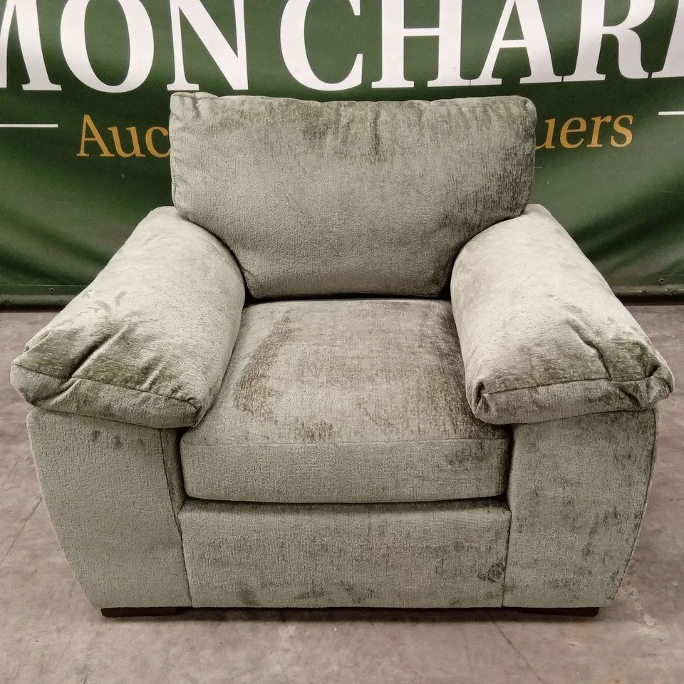 SALERNO STANDARD BACK FABRIC ARMCHAIR - OLIVE GREEN RRP £449