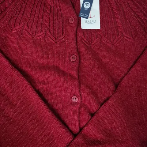 SEASALT CORNWALL SPARKLE CARDIGAN IN RED SIZE UK 20