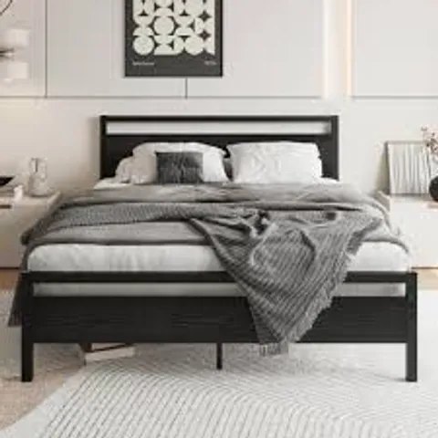 BOXED METAL BED FRAME WITH HEADBOARD/UNDER-BED STORAGE - KING SIZE, BLACK (1 BOX)
