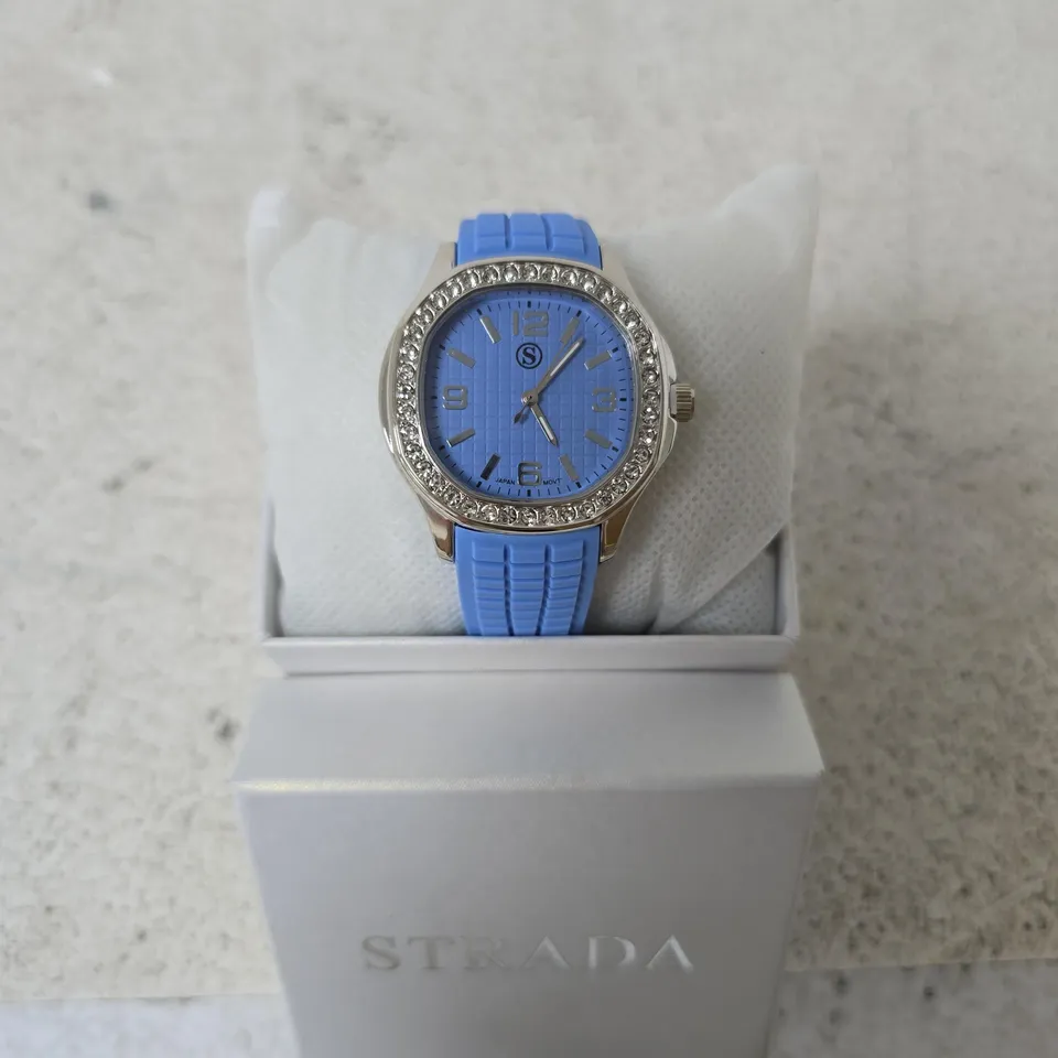 BOXED STRADA BLUE RUBBER STRAP WRISTWATCH