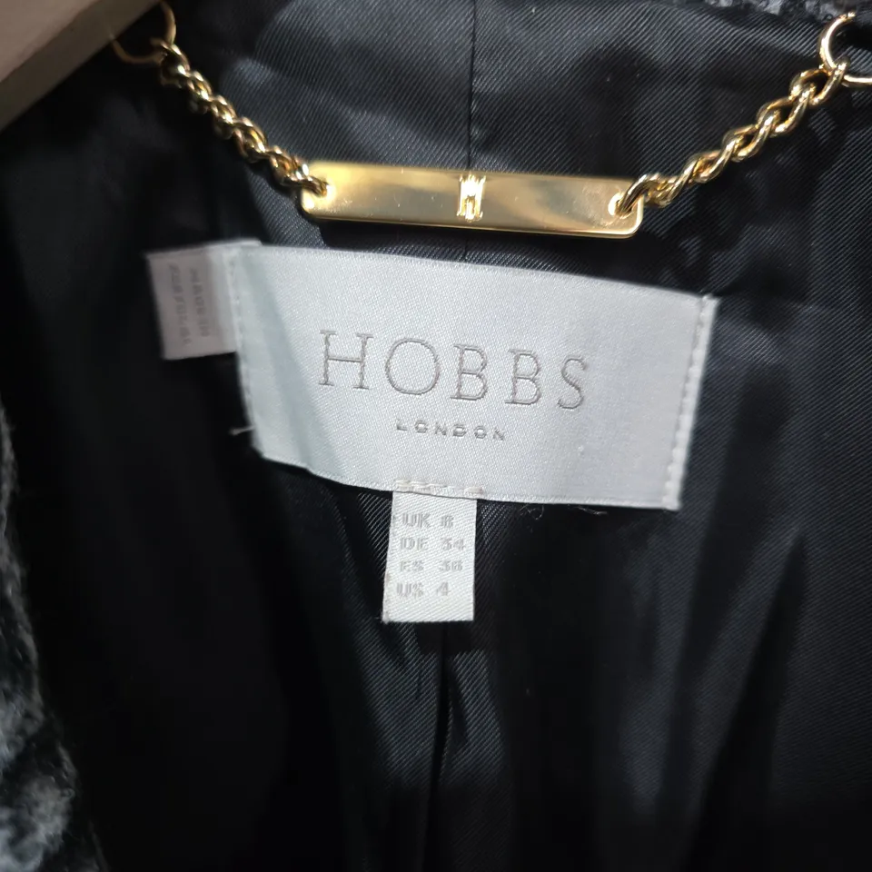 HOBBS LONDON WOMEN'S CHECK WOOL-BLEND COAT – GREY/BLACK - UK 8