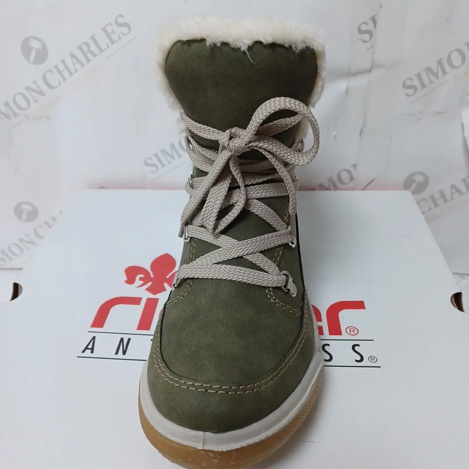 BOXED RIEKER ANTISTRESS WARM HIKING BOOTS, KHAKI - SIZE 4