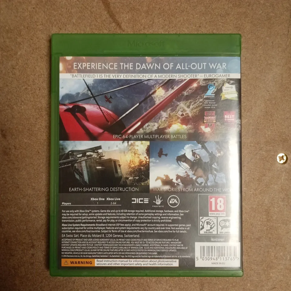 BATTLEFIELD 1 XBOX ONE VIDEO GAME
