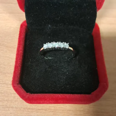 9CT WHITE GOLD FIVE STONE HALF ETERNITY RING SET WITH NATURAL DIAMOND