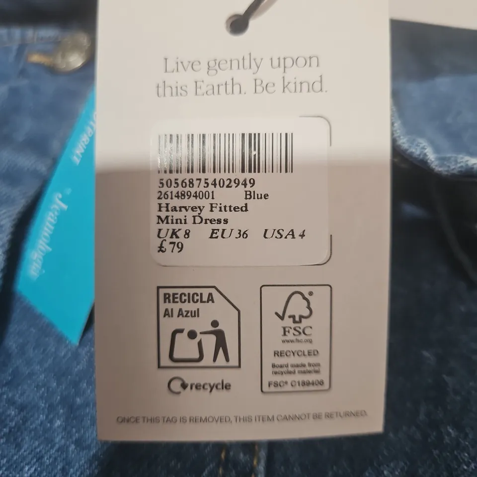 NOBODYS CHILD HARVEY FITTED DENIM MINI DRESS - UK 8