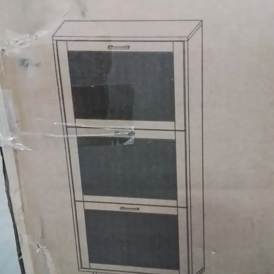 BOXED 10 PAIR SHOE STORAGE CABINET