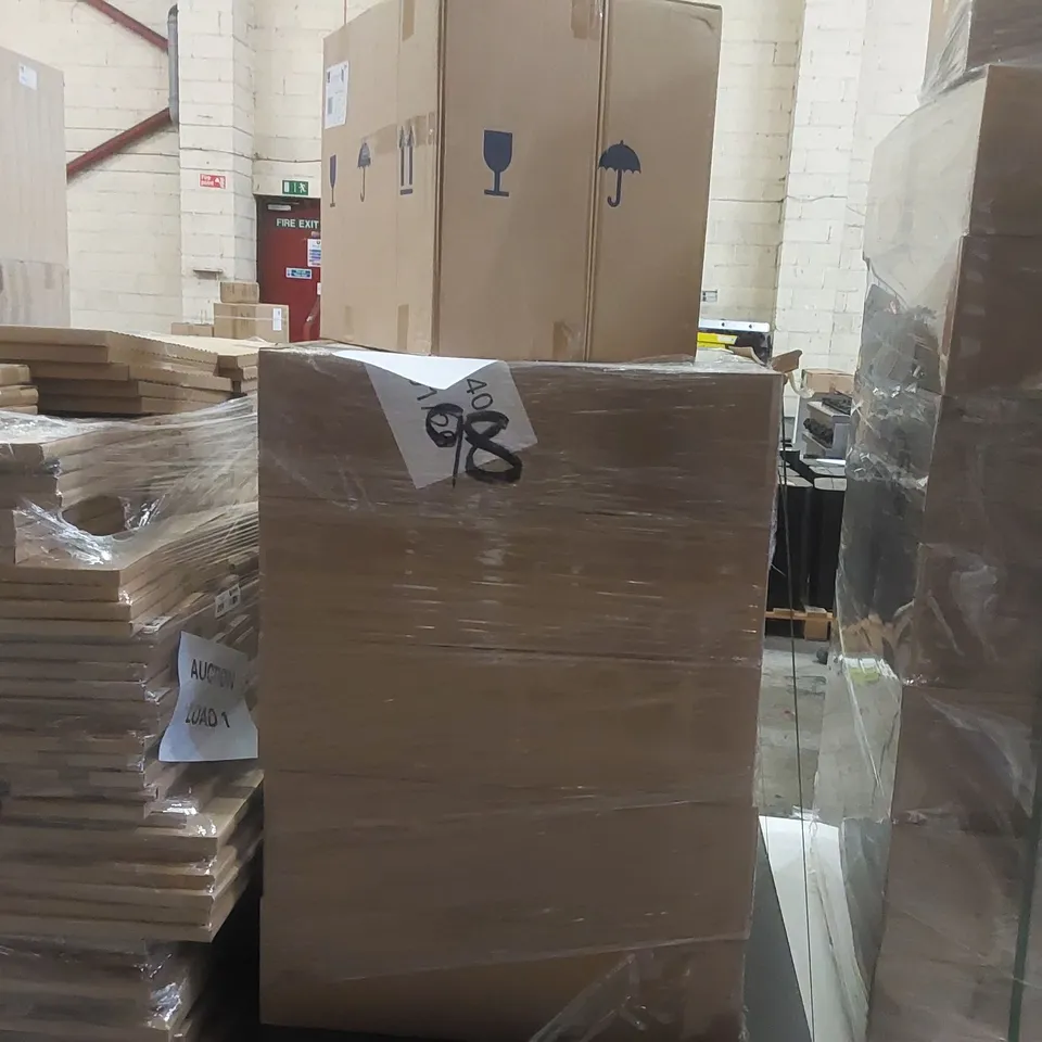 PALLET CONTAINING A LARGE QUANTITY OF ASSORTED BATHROOM FURNITURE PARTS INCLUDING: CALYPSO BRENTA WALL HUNG VANITY UNIT, VANITY CARCASSES ECT