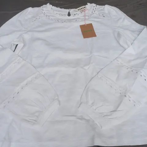 BODEN DAISY LONG SLEEVE TOP, WHITE - UK SIZE 8