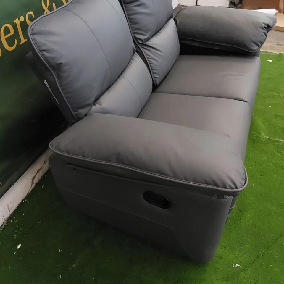DESIGNER SEVILLE 2 SEATER MANUAL RECLINER FAUX LEATHER SOFA 
