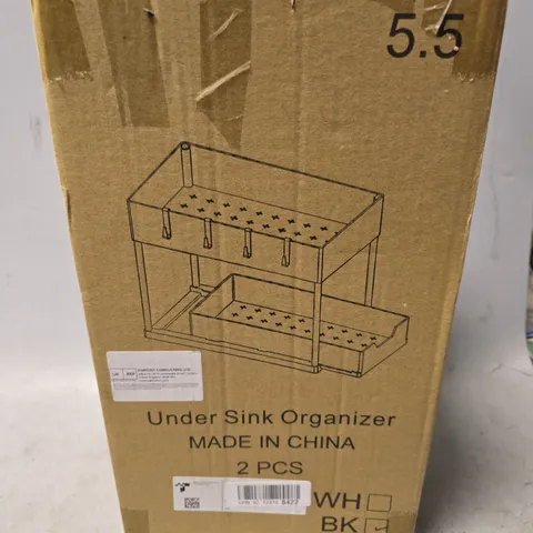 BOXED UNBRANDED UNDER SINK ORGANIZER 2 PIECES IN BLACK